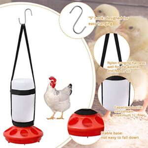 2 Packs Chick Feeder and Waterer Kit 1L Chick Feeder and 1L Chick Waterer Chicken Feeder and Hanging Chicken Waterer for Poultry Farm Chick Water Food Feeder