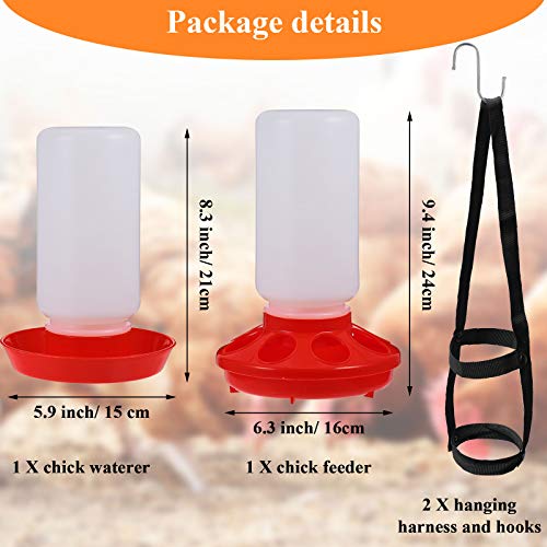 2 Packs Chick Feeder and Waterer Kit 1L Chick Feeder and 1L Chick Waterer Chicken Feeder and Hanging Chicken Waterer for Poultry Farm Chick Water Food Feeder