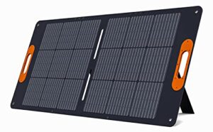 allwei 100w portable solar panel for 300/500w power station solar generator, 18v foldable solar battery charger with 5.5 * 2.1mm port, adjustable kickstand, waterproof ip68 for camping trip outdoor