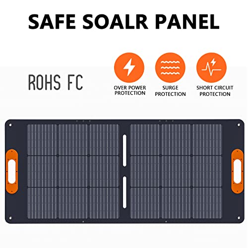 ALLWEI 100W Portable Solar Panel for 300/500W Power Station Solar Generator, 18V Foldable Solar Battery Charger with 5.5 * 2.1MM Port, Adjustable Kickstand, Waterproof IP68 for Camping Trip Outdoor