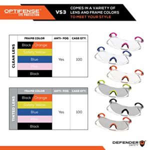 OPTIFENSE™ VS3 Anti Fog, Premium CLEAR/TINTED Safety Glasses, ANSI Z87+, (Orange Frame, Clear Lens)