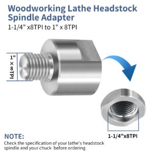 PNBO Woodworking Lathe Headstock Spindle Adapter, Converts 1-1/4" x 8TPI to 1" x 8TPI