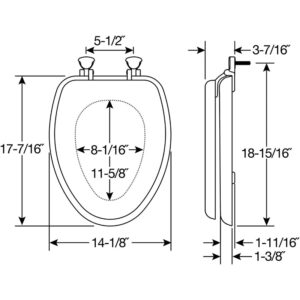 Mayfair 1815EC 000 Soft Easily Removes Toilet Seat, 1 Pack Elongated - Premium Hinge, White