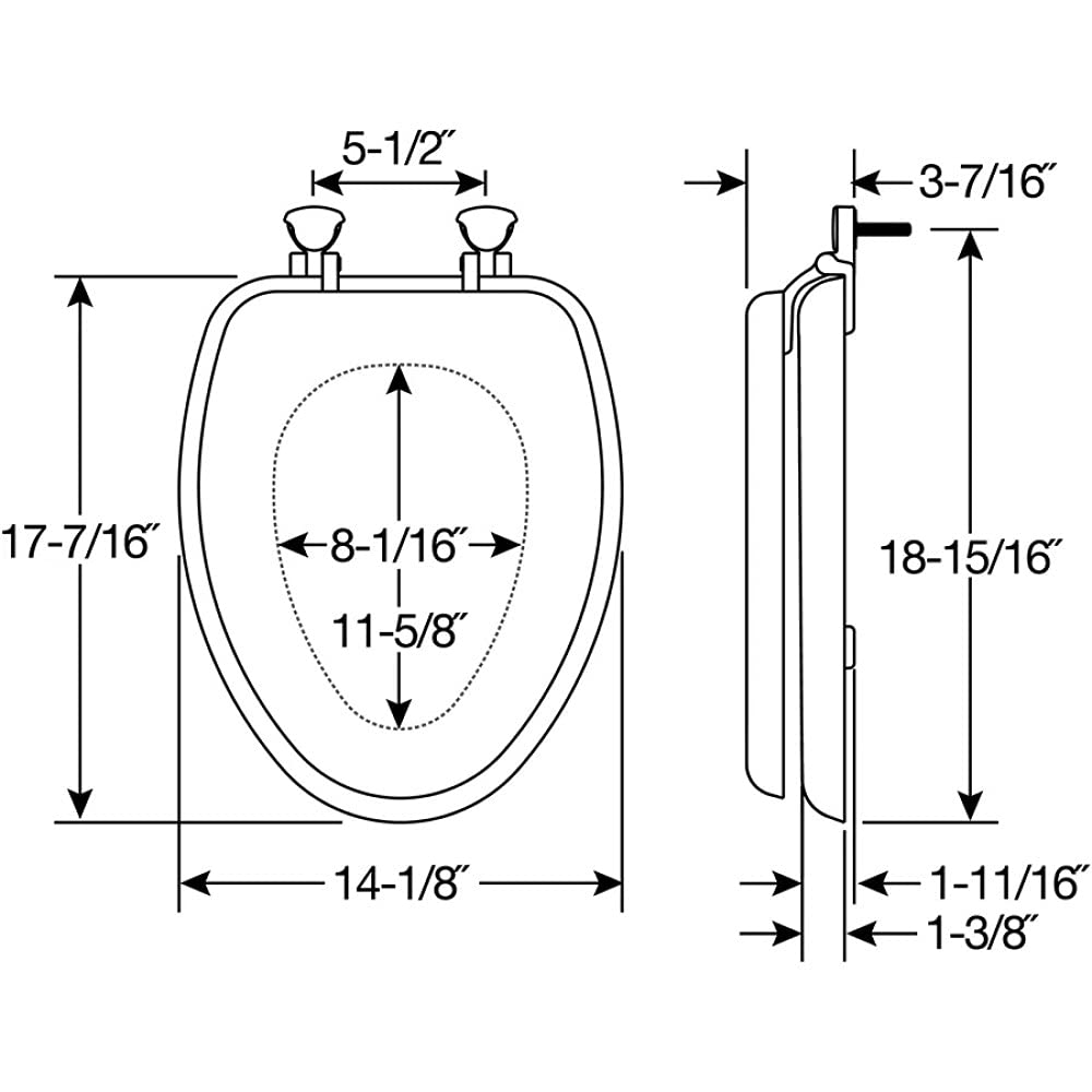 Mayfair 1815EC 000 Soft Easily Removes Toilet Seat, 1 Pack Elongated - Premium Hinge, White