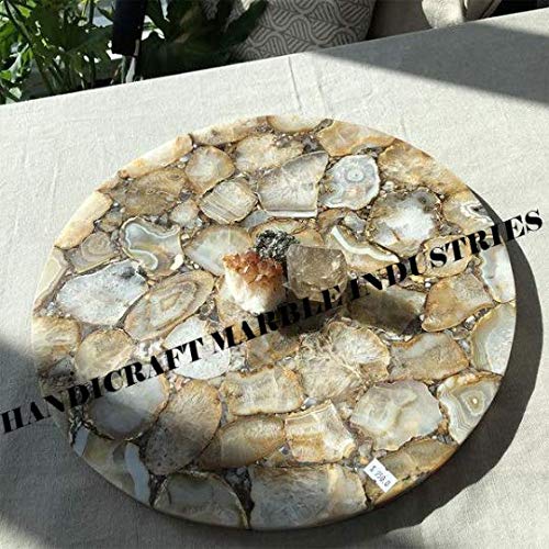 Valentine's Day Gift 21" Agate Table, round coffee table Wild Agate Coffee Table Top, Stone Coffee Table, Agate Kitchen Table Top, Round Agate Coffee Table Natural Agate