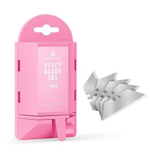 FantastiCAR Pink Folding Utility Knife Gift Box Cutter Lightweight and 100 Blades with Dispenser