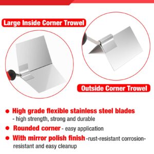 Goldblatt 2 Piece Drywall Corner Tool Set, 5'' Outside Corner Knife & 3-1/2'' Inside Corner Knife, with Soft Grip Handle - Stainless Steel Sheetrock External Corner Trowel & Internal Corner Trowel