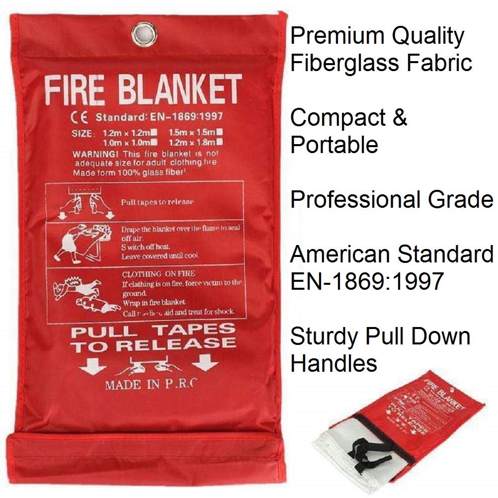 Fire Blanket For Home XXL- 79 x 79 Fire Blankets Emergency For People Fire Retardant Blanket Fire Shelter Large Suppression Fiberglass Kitchen Home Restaurant House Fire Proof Survival Safety Reusable