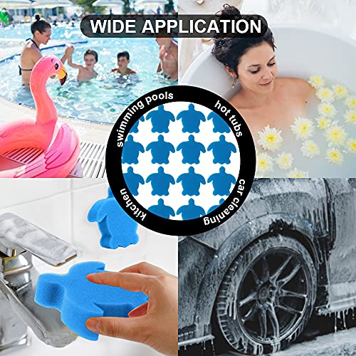 tchrules 16 Pcs Oil Absorbing Scum Sponge for Hot Tub Accessories, Swimming Pool and Spa Reusable, Absorb Oil Slime Grime and Scum (Blue Turtle)