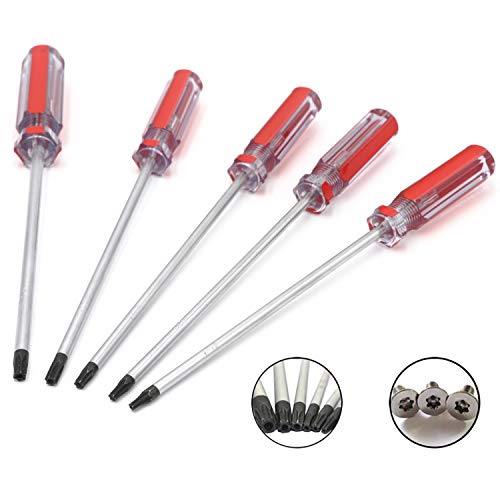 T15 T20 T25 T27 T30 Torx Screwdriver Set, 6inch Magnetic Torx Driver Star Bit Screwdrivers for Computer Repairing, Automobile Tools and Home Appliances,5-Piece