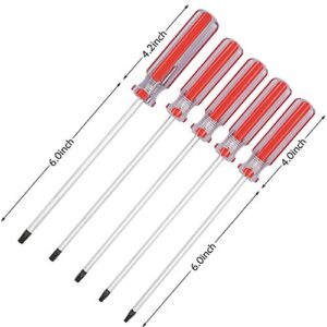 T15 T20 T25 T27 T30 Torx Screwdriver Set, 6inch Magnetic Torx Driver Star Bit Screwdrivers for Computer Repairing, Automobile Tools and Home Appliances,5-Piece