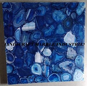 33" x 33" inch blue agate stone square dining table top, blue agate stone square coffee table top, blue agate stone square centre table top, piece of conversation, family heir loom