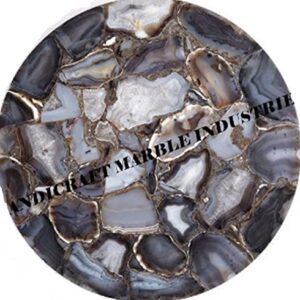 Grey Agate Stone Round 18" x 18" Inch Side Table Top, Corner Table Top Grey Agate, Natural Grey Agate Stone, Agate Side Table Round Table, Grey Agate Geode Table, Piece Of Conversation