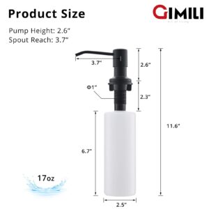 GIMILI Built in Sink Soap Dispenser or Lotion Dispenser for Kitchen Sink, Matte Black ABS Pump Head, with 17 OZ Large PET Soap Bottle