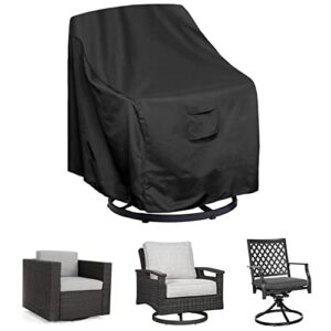 womaco patio swivel chair cover waterproof outdoor tall swivel chair slip covers outside small large oversized wicker lawn club chair furniture protector (black, 37.4" w x 37.4" d x 40" h)