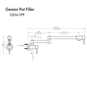 ZLINE Gemini Pot Filler in Brushed Nickel (GEM-FPF-BN)