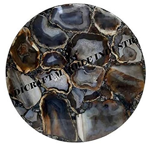 Natural Grey Agate Stone Round Coffee Table Top, Natural Agate Stone Round Centre Table Top, Agate Stone Dining Table Top, Agate Meeting Room Table Top, Piece Of Conversation, Family Heirloom