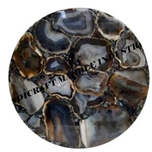 Natural Grey Agate Stone Round Coffee Table Top, Natural Agate Stone Round Centre Table Top, Agate Stone Dining Table Top, Agate Meeting Room Table Top, Piece Of Conversation, Family Heirloom