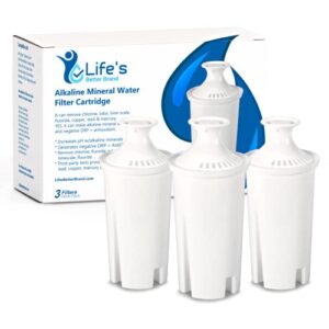 life ionizer - alkaline brita water filter replacement - brita pitchers compatible alkaline water pitcher replacement filter - enhances taste and ph level of brita pitcher water - pack of 3