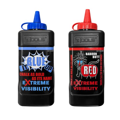 CE TOOLS Blue it Up and Baboon Butt Red EXTREME VISIBILITY Marking Chalks 10 oz (283.5g) Give Me Two Bundle