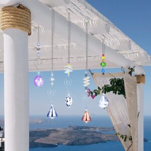 9 Pieces Crystal Suncatchers Valentine Hanging Catchers with Chain Colorful Glass Pendant Beads Chandelier Prism Ornament for Window Home Wall Tree Cars Wedding Gift Hanging Decoration