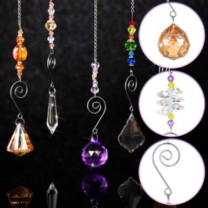 9 Pieces Crystal Suncatchers Valentine Hanging Catchers with Chain Colorful Glass Pendant Beads Chandelier Prism Ornament for Window Home Wall Tree Cars Wedding Gift Hanging Decoration