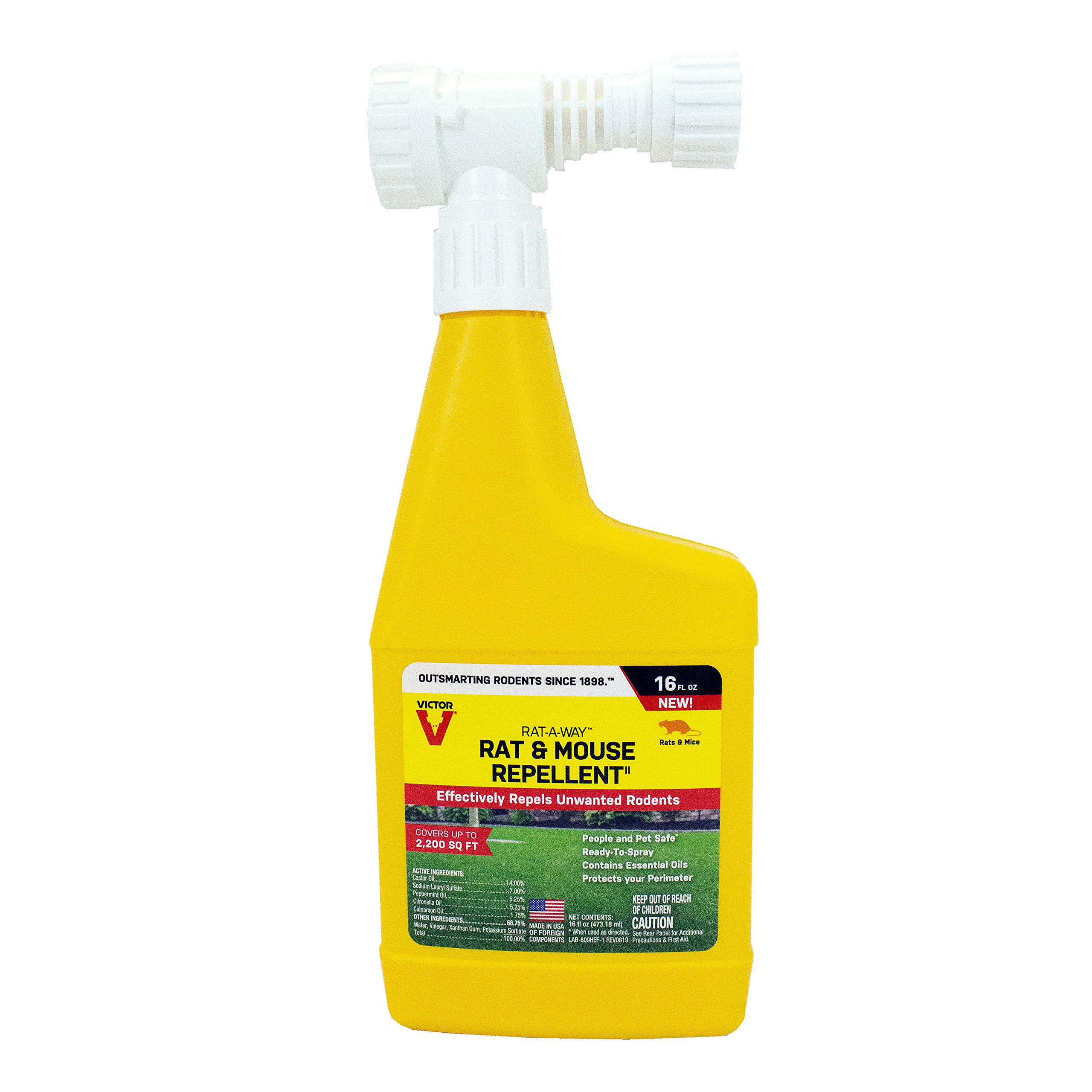 Victor M809HE Rat & Mouse Repellent Hose-End Spray, Yellow