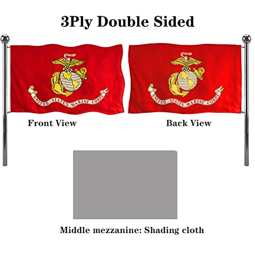 Jayus Embroidered US Marine Corps (USMC) Military Flags 3x5 Outdoor- 340D Heavy Duty Nylon Double Sided USMC Flag Banner with 2 Grommets