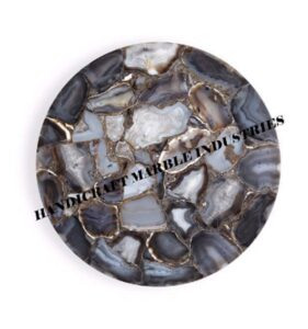 round agate table 21", round coffee table, agate table top, agate coffee table, agate side table, round table, stone table. grey agate geode table