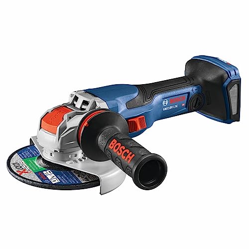 BOSCH GWX18V-13CN PROFACTOR™ 18V X-LOCK Connected-Ready 5 – 6 In. Angle Grinder with Slide Switch (Bare Tool), Black,grey,blue