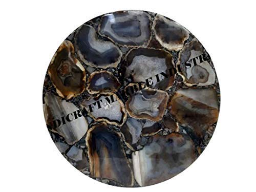 Natural Grey Agate Stone Round 33" x 33" Inch Coffee Table Top, Grey Agate Stone Round Dining Table Top, Grey Agate Stone Round Centre Table Top, Piece Of Conversation, Family HeirLoom