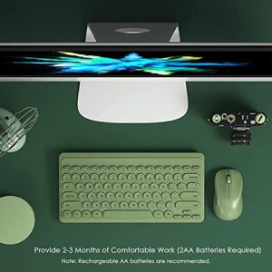 Fashion Wireless Keyboard and Mouse Combo, USB Cordless Cute Round Key Smart Power-Saving Ultra Slim Combo for Laptop, PC, Computer and Desktop (Crocodile Green)