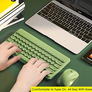 Fashion Wireless Keyboard and Mouse Combo, USB Cordless Cute Round Key Smart Power-Saving Ultra Slim Combo for Laptop, PC, Computer and Desktop (Crocodile Green)