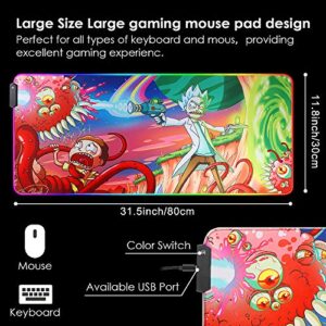 Envysun RGB Mouse Pad LED Light Gaming Mouse Pad with Rubber Base Colorful Computer Carpet Desk Mat for PC Laptop (31.5 11.8 inch) (80x30 rggun)