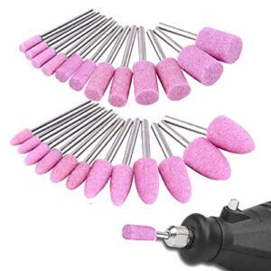 luo ke 24 pcs rotary grinding stone bits, abrasive mounted stone sharpening bit set with 1/8 inch shank fits for dremel rotary tool