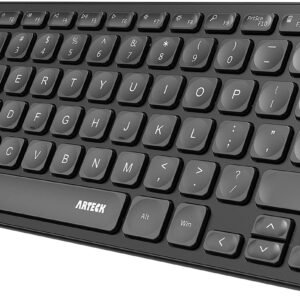 Arteck 2.4G Wireless Keyboard Ultra Slim and Compact Wireless Keyboard with Media Hotkeys for Computer/Desktop/PC/Laptop/Surface/Smart TV and Windows 10/8/ 7 Built-in Rechargeable Battery
