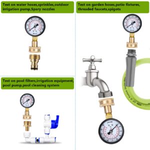 Water Pressure Gauge Kit,Universal Water Pressure Test Gauge with Lead-Free Brass Hose Fittings,3/4" Female Coupler Plus 5 Adapters to Test in Multiple Systems,0-200 Psi Hydraulic Pressure Tester