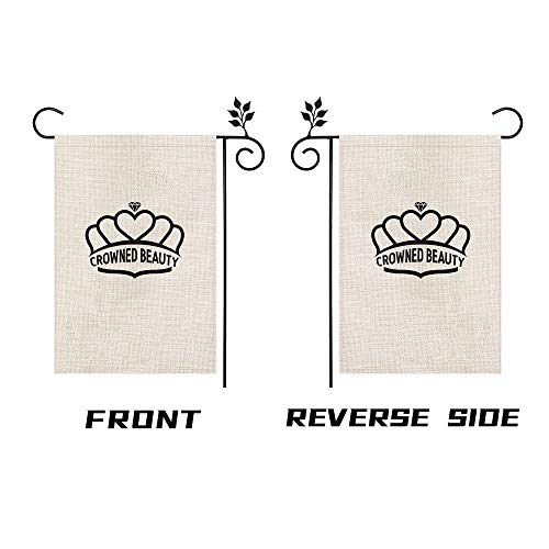 CROWNED BEAUTY Spring Summer Garden Flag 12×18 Inch Double Sided for Outside Floral Sunflower Welcome Small Burlap Seasonal Yard Flag