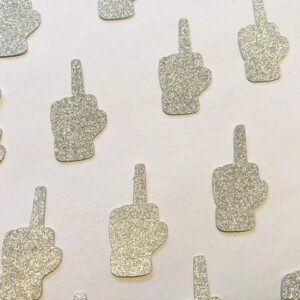 50 x Silver Middle finger Confetti | Divorce Party cake decorations | Breakup party decorations