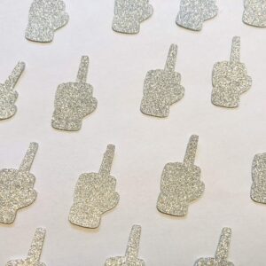 50 x Silver Middle finger Confetti | Divorce Party cake decorations | Breakup party decorations