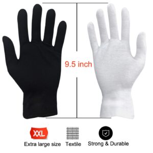 Cotton Gloves (20 Pcs White+6 Pcs Black), White Cotton Gloves for Dry Hands, Moisturizing Eczema Lotion Gloves for Women& Men, Natural | Washable | Large Size+ | Thick+…