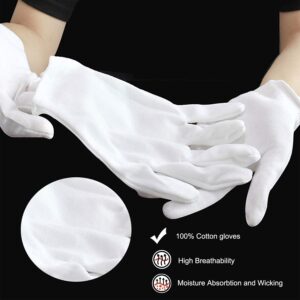 Cotton Gloves (20 Pcs White+6 Pcs Black), White Cotton Gloves for Dry Hands, Moisturizing Eczema Lotion Gloves for Women& Men, Natural | Washable | Large Size+ | Thick+…