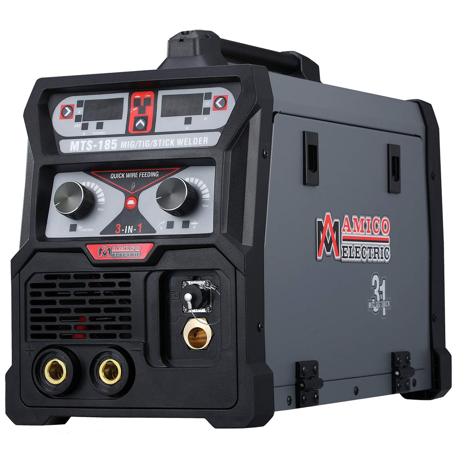 AmicoPower MTS-185,Professional 185-Amp MIG/TIG/Stick Arc 3-in-1 Combo Welder,Can weld all metals,Spool gun weld aluminum.