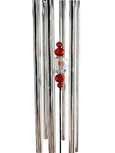 Cardinal Memorial Gift for Loss of Mother Personalized Wind Chimes Red and Diamond with Metal Through the Strongest of Storms Circle in Remembrance by Weathered Raindrop