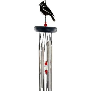 Cardinal Memorial Gift for Loss of Mother Personalized Wind Chimes Red and Diamond with Metal Through the Strongest of Storms Circle in Remembrance by Weathered Raindrop