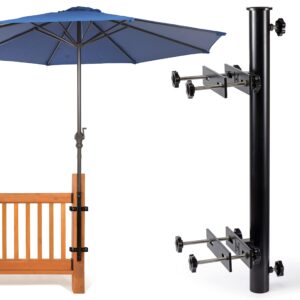 wanhork heavy duty 304 stainless steel patio umbrella holder,deck umbrella holder,for outdoor fixed deck railing post(range/3in-6in) umbrella deck mount(post, black)