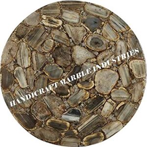 24" inch wild agate table, agate table, round agate table, brown agate table, agate side table top, piece of conversation, family heirloom