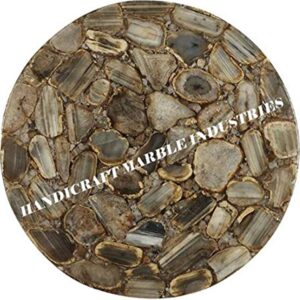 Wild Agate Stone Round 30" x 30" Inch Coffee Table Top, Brown Agate Round Centre Table Top, Agate Stone Round Dining Table Top, Piece Of Conversation, Family HeirLoom