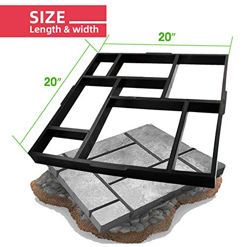 Anothera 20"x20"x1.8" Plus Size Walk Maker Reusable Concrete Path Maker Molds Stepping Stone Paver Lawn Patio Yard Garden DIY Walkway Pavement Paving Moulds (8-Grid)