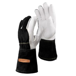 yeswelder premium goatskin tig welding gloves | top grain leather | high dexterity | true - fit-large